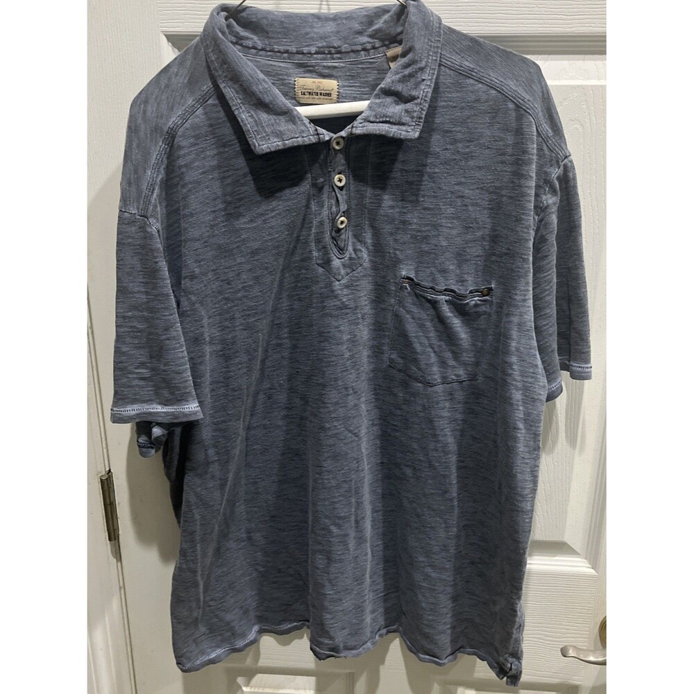 Tommy Bahama Saltwater Washed blue Polo Shirt XL Pocket